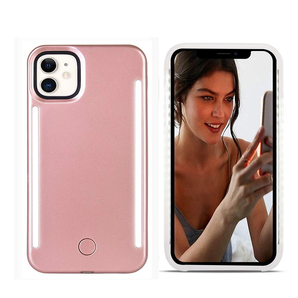 LNtech Selfie Light up Case Compatible with iPhone 12/iPhone 12 Pro, Rechargeable LED Light Up Flash Lighting Selfie Case Dual S