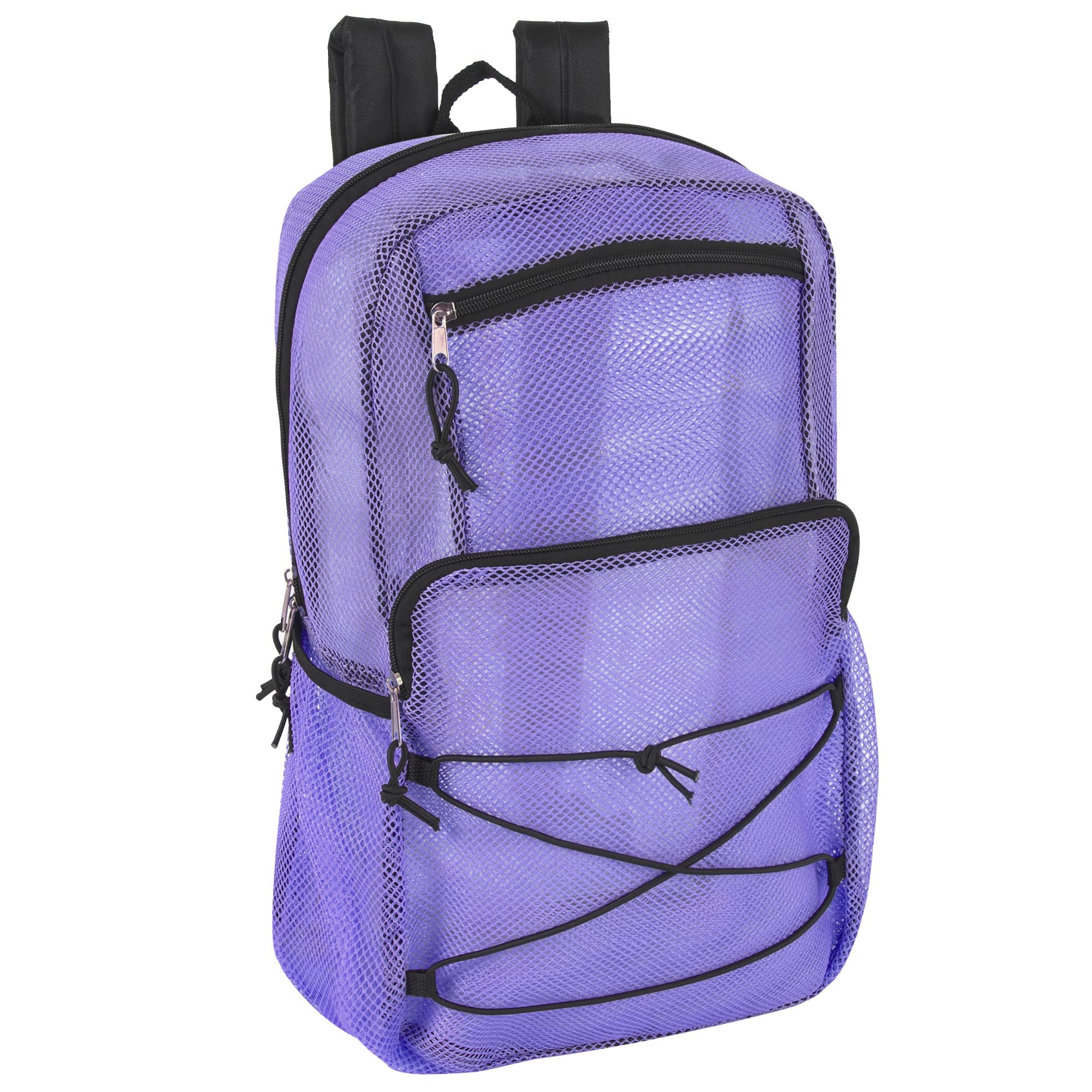 Trailmaker Deluxe See Through Mesh Backpack with Bungee Cord & Adjustable Padded Straps for Swimming, Travel (Lavender)