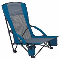 XGEAR Low Seat Beach Chair High Back Camping Chair Camp Chair Lawn Chair with Cup Holder & Carry Bag for Outdoor, Camping, BBQ, 