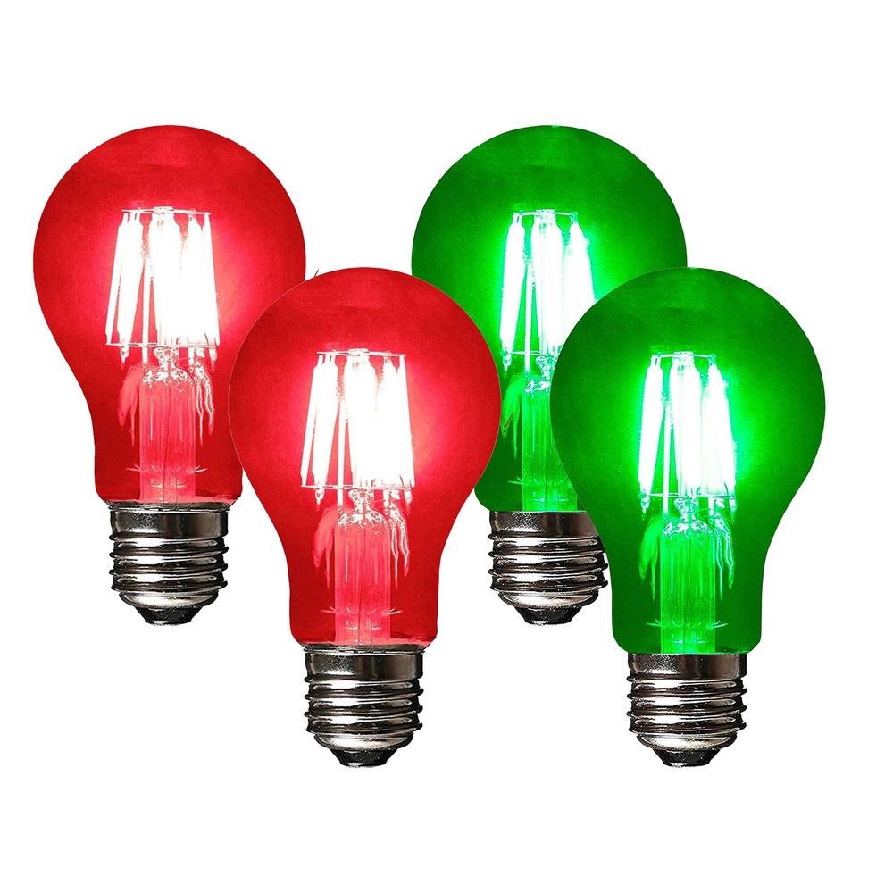 Sleek Lighting SLEEKLIGHTING LED 6Watt Filament A19 Green Colored Light Bulbs - UL Listed, E26 Base Lightbulb - Energy Saving - Lasts for 25000