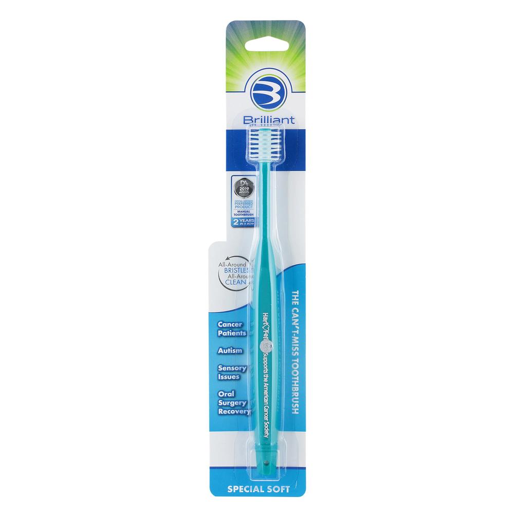 Brilliant Special Soft Toothbrush -for Cancer and Chemo Patients, Autism, Special Oral Care Needs,Teal, 1 Count