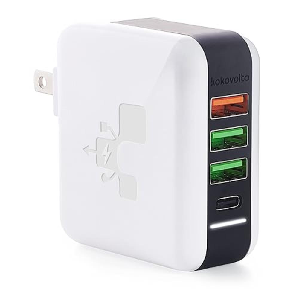 Kokovolta USB C Charger Block - Wall Charger Adapter 4 Ports Power Brick Cube Fast Multi Port Charging Box for iPad Mini iPhone 