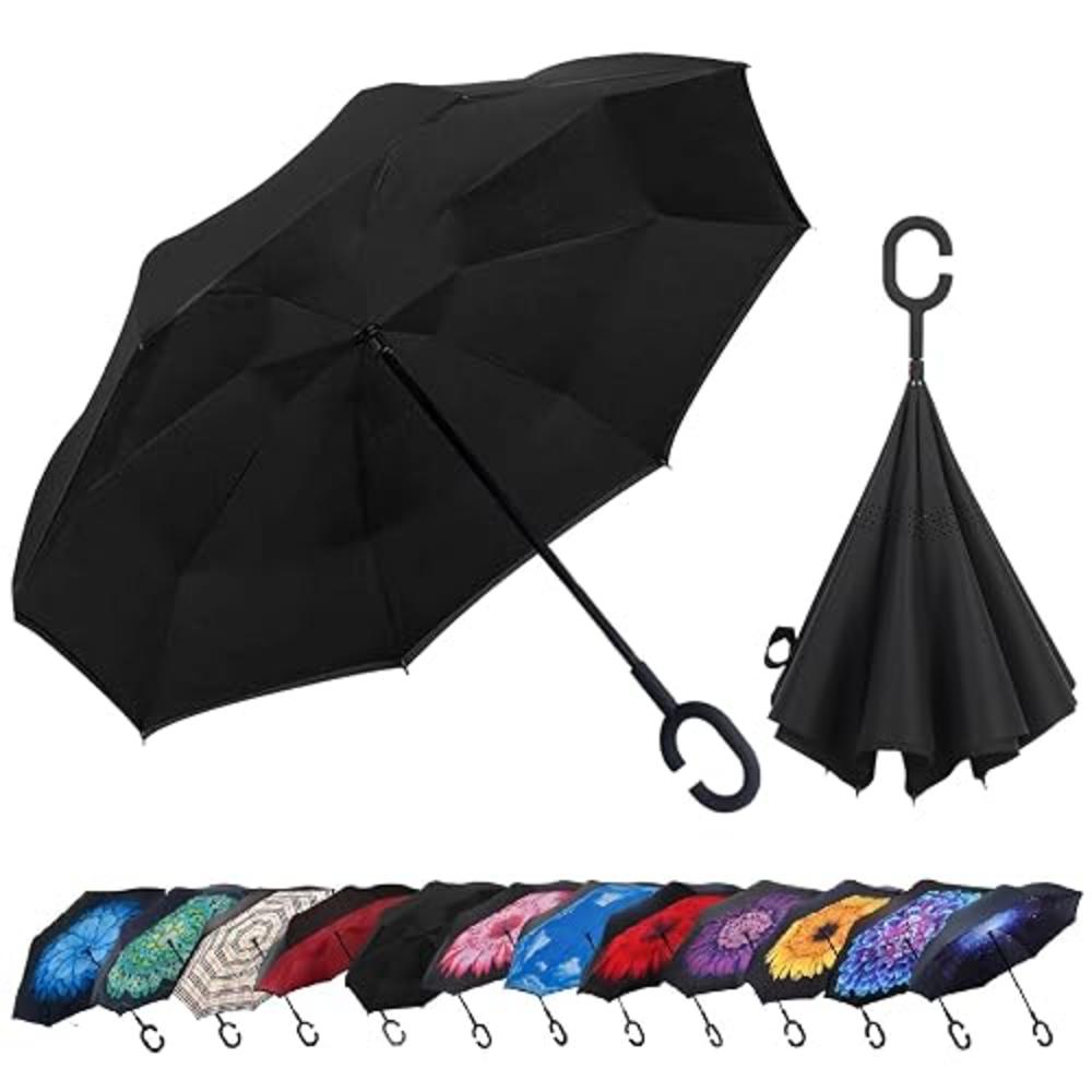 Shell Reversible Umbrella LLanxiry Umbrella,Inverted Reverse Upside Down Umbrellas with C-Shaped ...