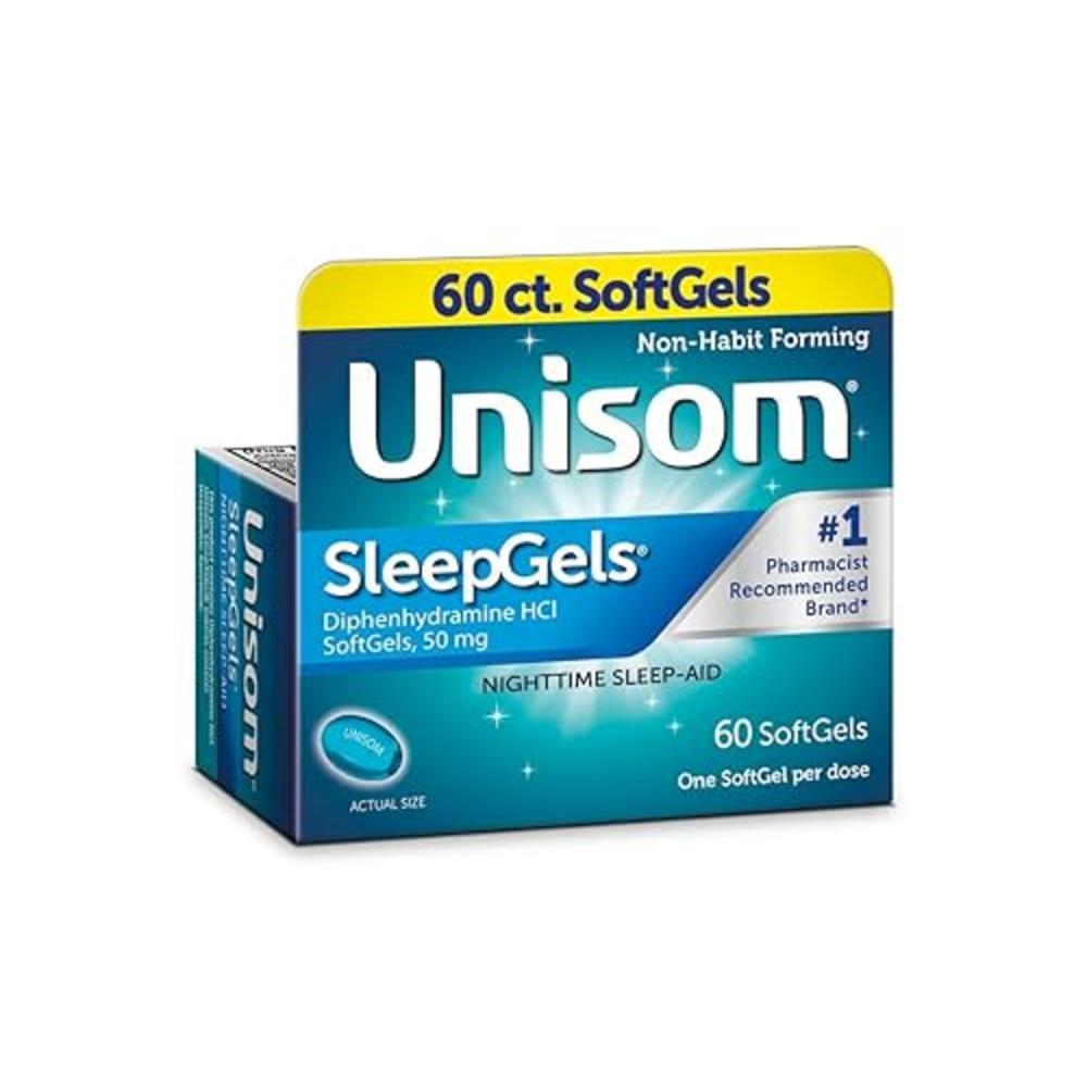 Unisom Sleep Gels, Nighttime Sleep-Aid, 50 mg Diphenhydramine HCl, 60 Soft Gel Capsules