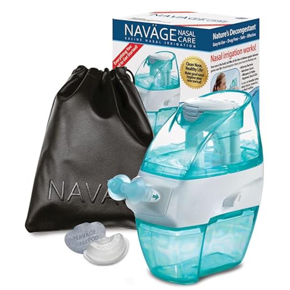 Navage Nasal Care Travel Bundle Nose Cleaner with 20 SaltPod Capsules Travel Bag (Black)