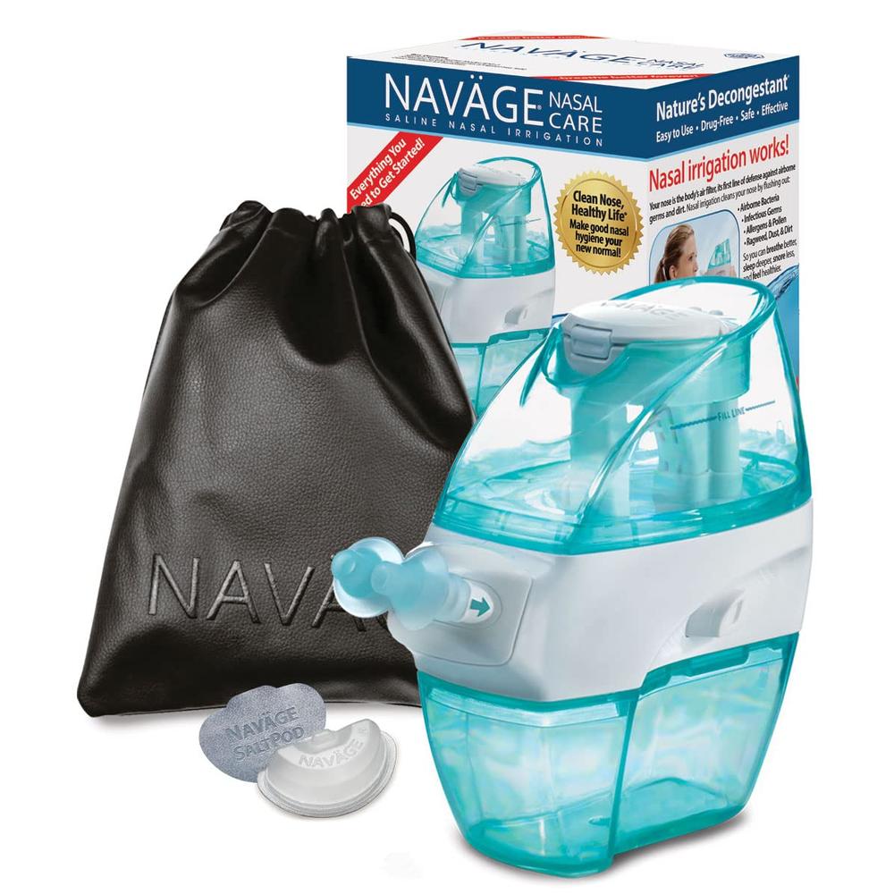Navage Nasal Care Travel Bundle Nose Cleaner with 20 SaltPod Capsules Travel Bag (Black)