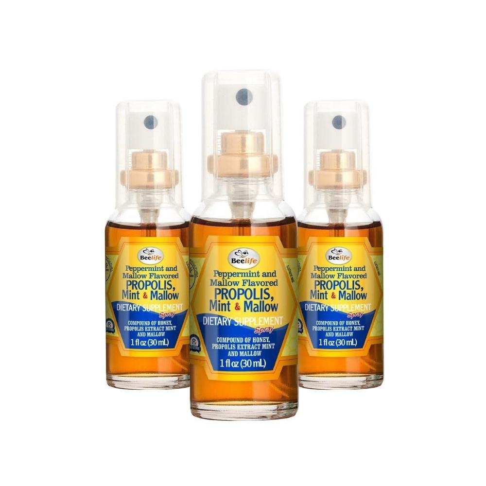 Beelife Propolis Throat Spray - Soothing Honey, Mint & Malva Propolis Spray - Natural Immune Support & Sore Throat Relief - Bee 