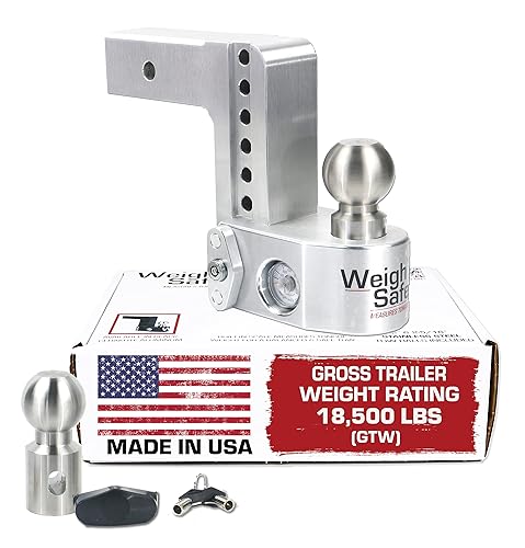 Weigh Safe Adjustable Trailer Hitch Ball Mount - 6" Adjustable Drop Hitch for 2.5" Receiver - Premium Heavy Duty Aluminum Traile