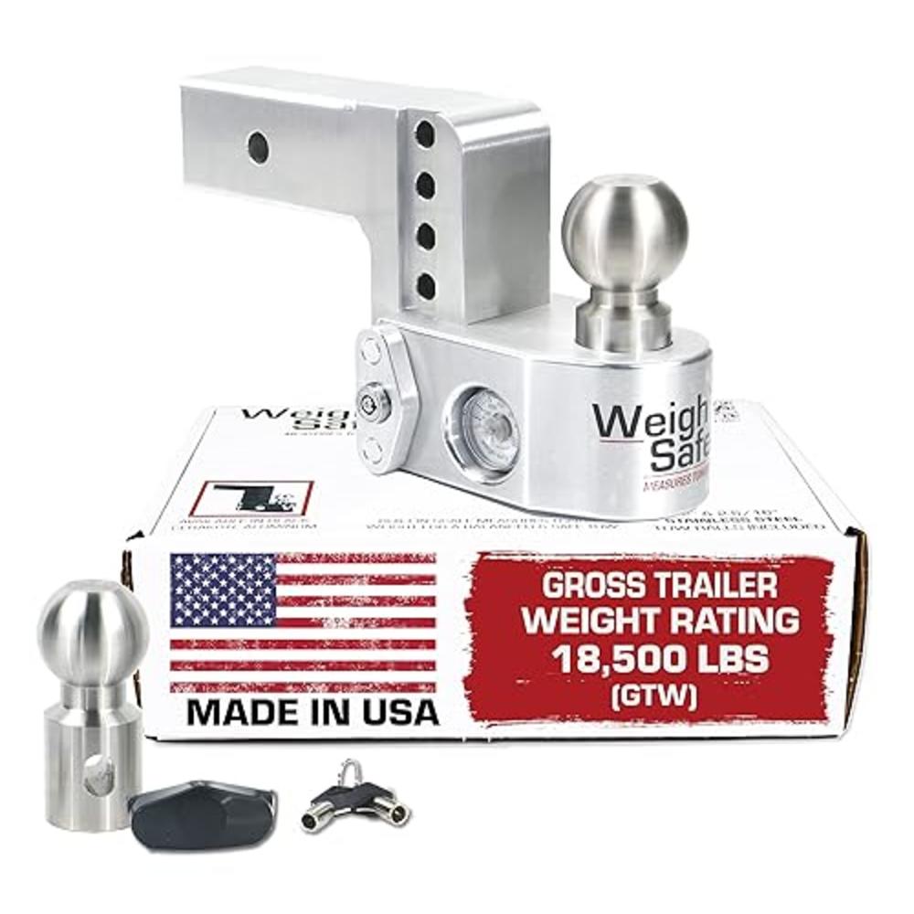 Weigh Safe Adjustable Trailer Hitch Ball Mount - 4" Adjustable Drop Hitch for 2.5" Receiver - Premium Heavy Duty Aluminum Traile