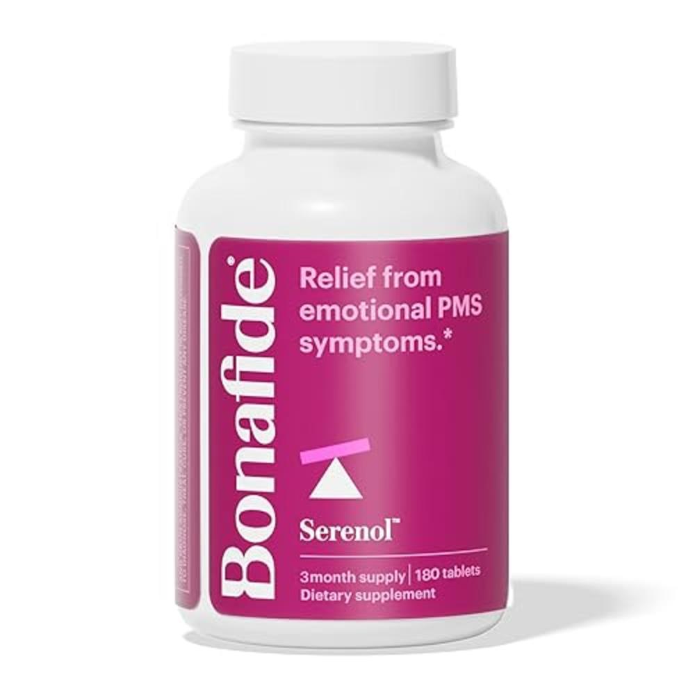Bonafide Serenol PMS Relief - Hormone-Free, Drug-Free Relief from Mood Swings & Irritability Due to Hormonal Fluctuations - 90 D