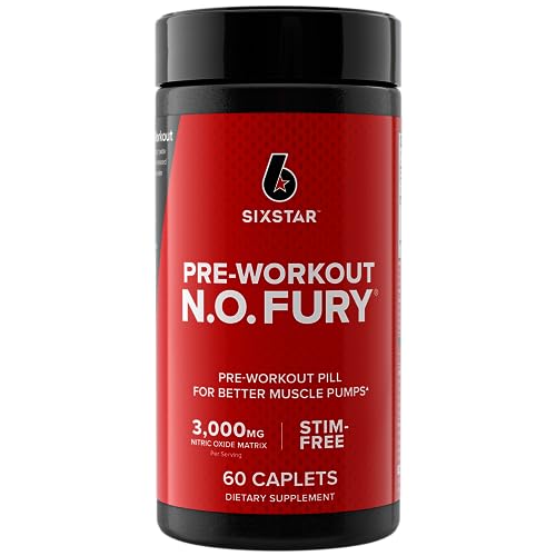 Six Star Nitric Oxide Supplement Nitric Oxide Fury Pre-Workout Pre Workout Nitric Oxide Pills for Men & Women Sports Nutrition P