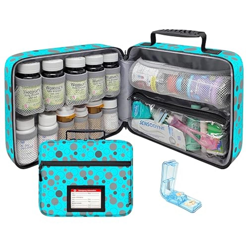 StarPlus2 Select Large Pill Bottle Organizer with Pill Cutter, Medicine Bag, Case, Carrier for Medications, Vitamins, and Medica