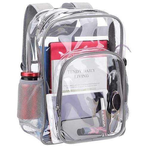 Nausear Clear Backpack Heavy Duty Large PVC Transparent Backpack See Through Backpack for Sports, Work, Stadium, Security, Trave