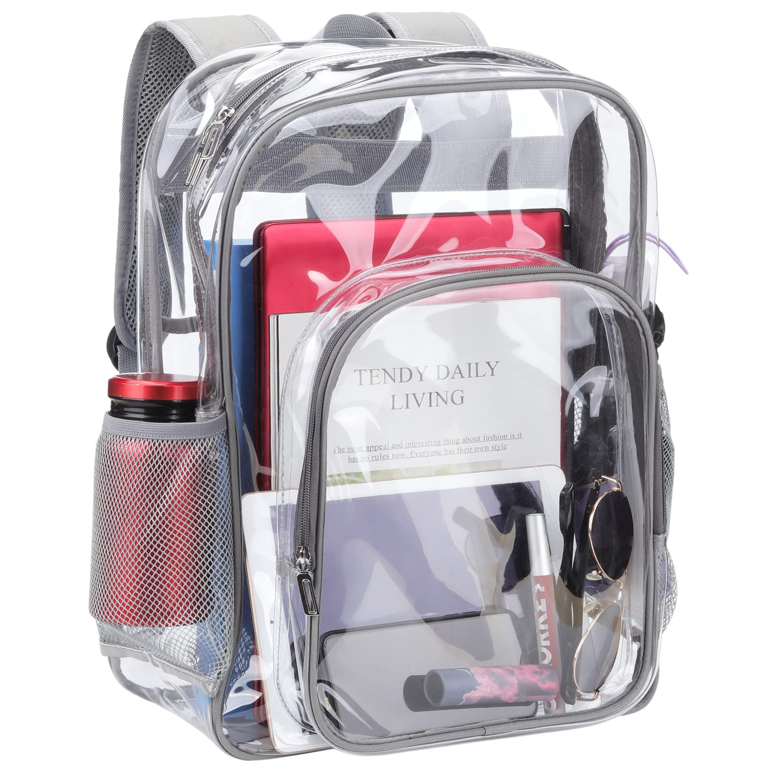 Nausear Clear Backpack Heavy Duty Large PVC Transparent Backpack See Through Backpack for Sports, Work, Stadium, Security, Trave