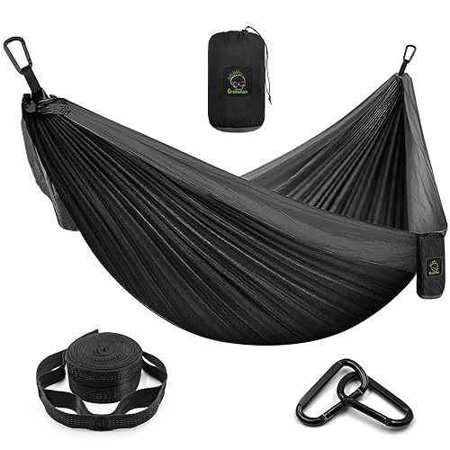 Grassman Camping Hammock Double & Single Portable Hammock with Tree Straps, Lightweight Nylon Parachute Hammocks Camping Accessories Gear