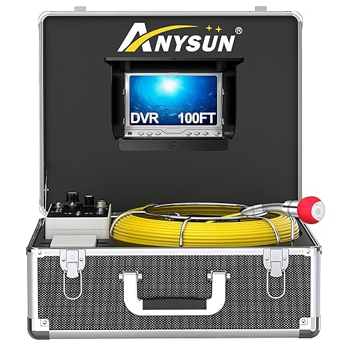 ANYSUN Sewer Camera 100ft Snake Cam with DVR Video Pipe Inspection Equipment 7 inch LCD Monitor Duct HVAC 1000TVL Borescope Endoscope W