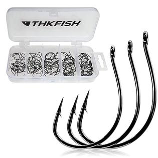 Thkfish THKFISH 100Pcs/Box Fishing Hooks Drop Shot Hooks Wacky Worm Fish  Hooks Size #3#2#1 1/0 2/0 Offset Circle Hooks for Fishing