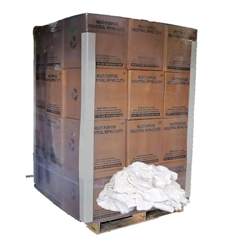 SupremePlus Premium White Knit Cotton T-Shirt Cloth Wiping Rags (600 Pounds Pallet - 24 x 25 lbs. Boxes)