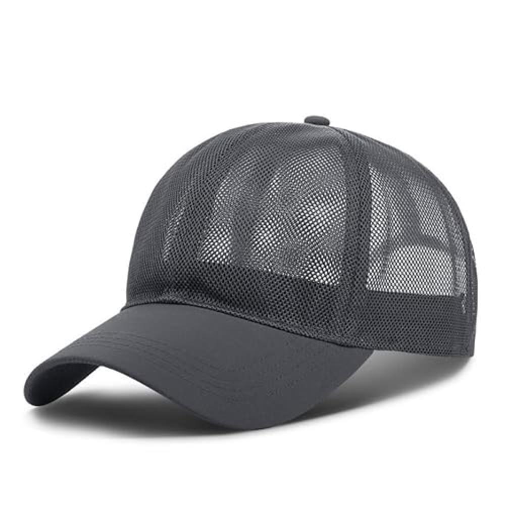 VOASTEK Plain Fitted Hat Workout Hats for Men, Adjustable Vintage Baseball Cap Trucker Hat Running Hat Gift for Father's Day