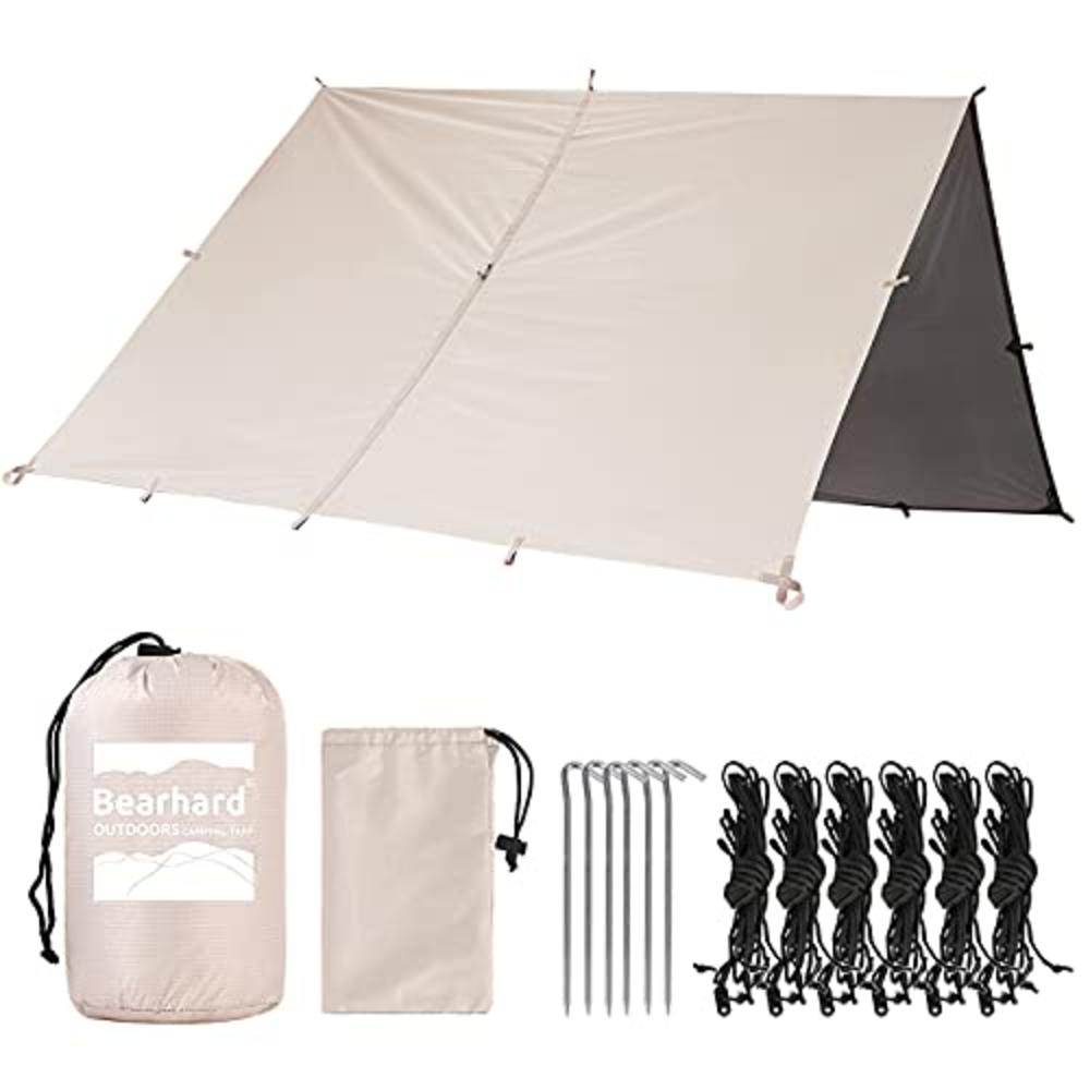Bearhard Waterproof Camping Tarp, Lightweight Hammock Rain Fly, UV Protection and PU 3000mm Waterproof Backpacking Tarp, 10x12ft