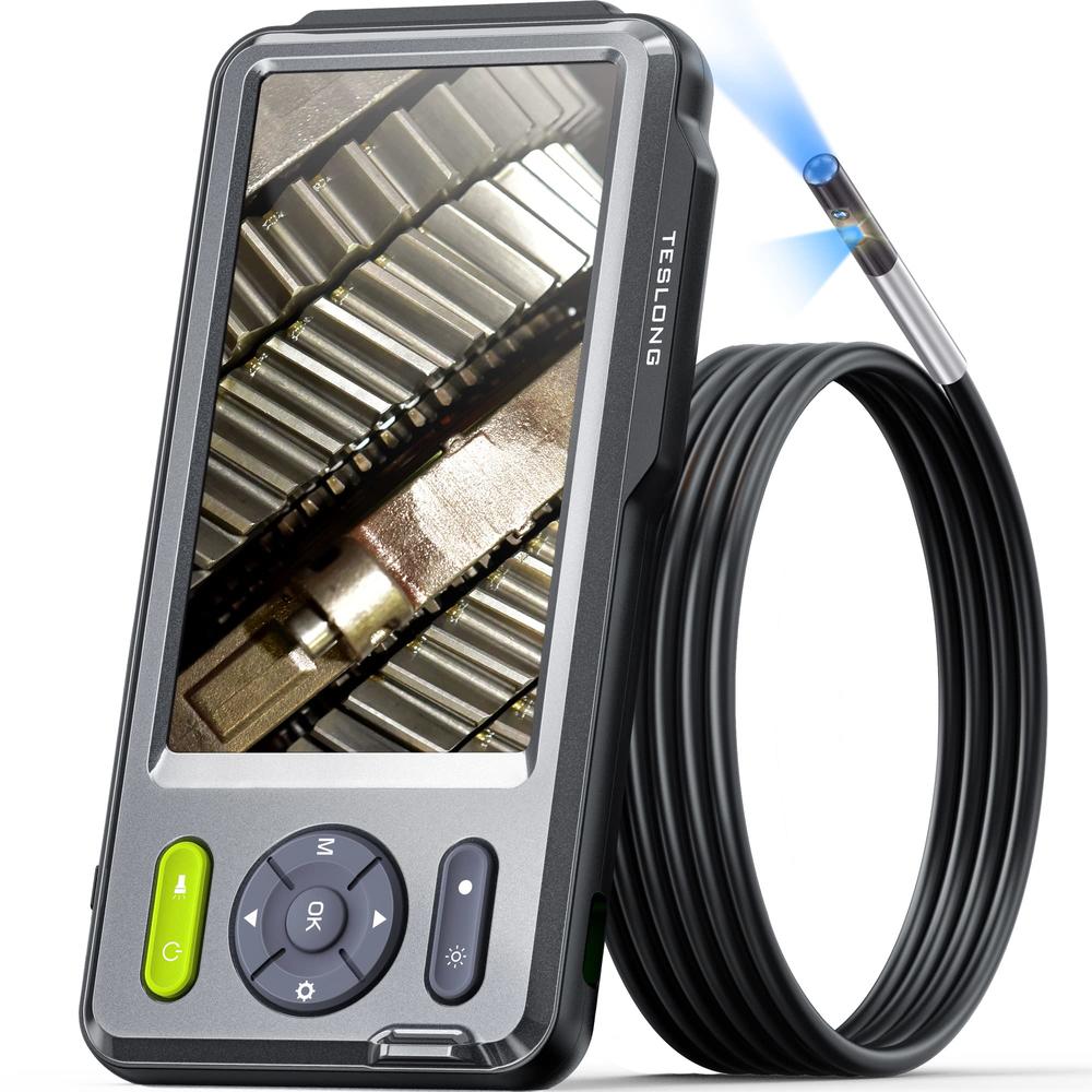 Teslong 5mm Dual Lens Inspection Camera, Teslong Borescope with LED Light, HD Industrial Endoscope, 5" IPS Screen, Waterproof Video Scop