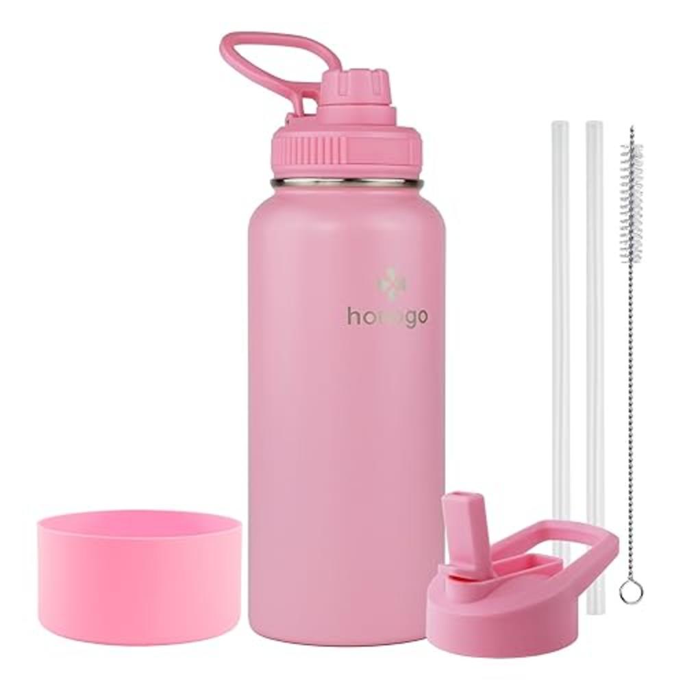 honogo 32 oz Powder Coated Double Wall Vacuum Insulated Sports Water Bottle, 18/8 Stainless Steel Wide Mouth Thermos Flask with 