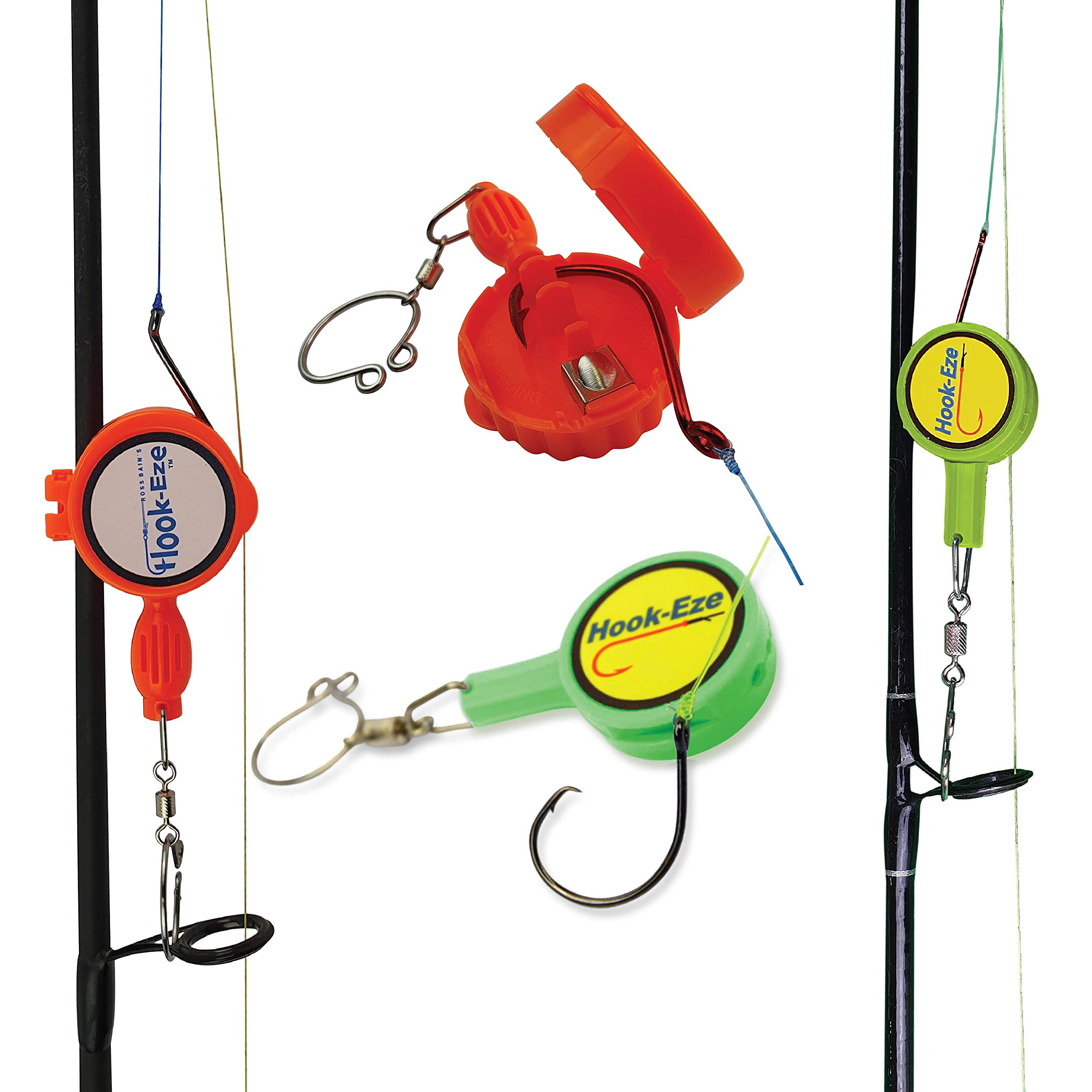 HOOK-EZE Fly Fishing Safe Knot Tying Tool, Standard Green & Large Orange Combo - for Fishing Hooks, Jig Heads, Flies, Line Cutte