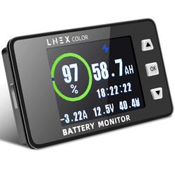 LNEX 500A Shunt Battery Monitor, 2.4" Color Screen RV Battery Monitor with 10ft Shielded Wire, Support High Low Voltage Programm