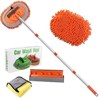 LumiMokki 62 Car Wash Mop Kit, Car Wash Brush with Long Handle Stainless  Steel Pole, Car