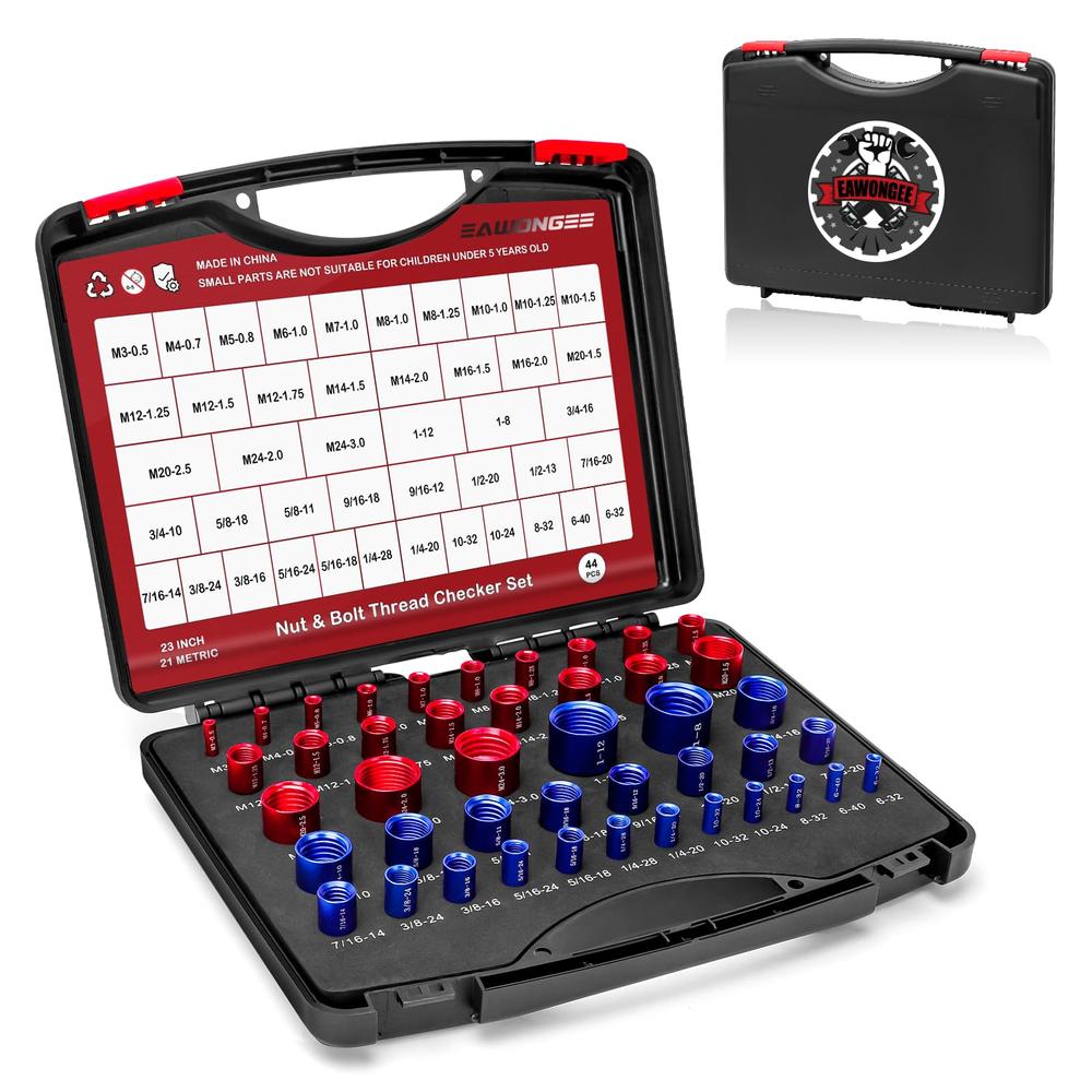 EAWONgEE Nut and Bolt Thread Checker (Red & Blue) Nut and Bolt Size ...