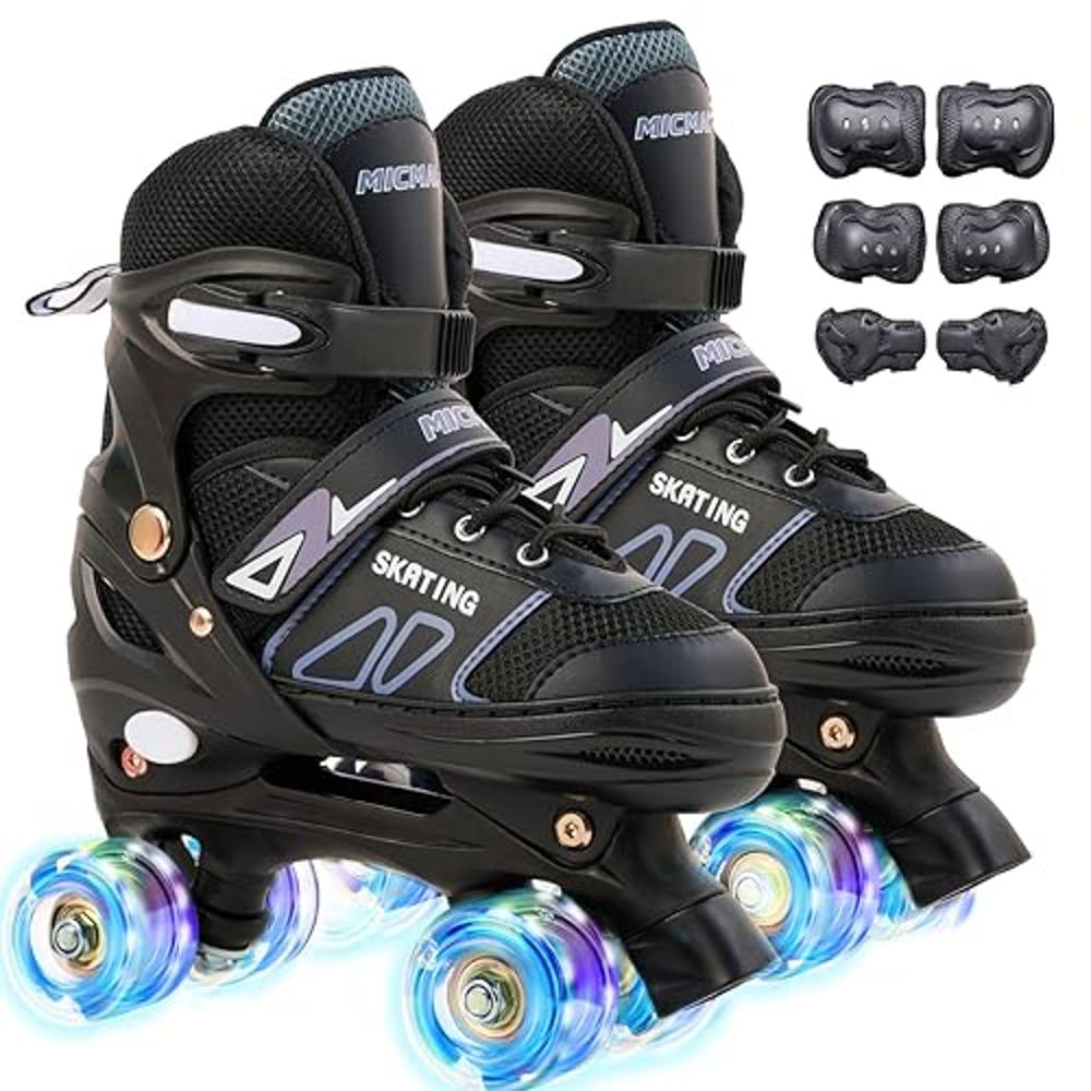 CELETOY Kids Roller Skates, Adjustable Size Girl Boys Roller Skates for Kids Beginner, Toddlers Roller Skate with 8 Light Up Wheels, Out