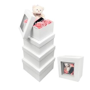 Aubiu Small Square Gift Boxes with Clear Lid Aubiu Gift Box,Nesting