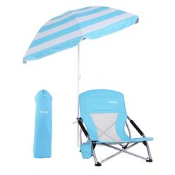 WGOS Beach Chair, Beach Chair and Umbrella, Folding Beach Chair, Beach Chairs for Adults, Low Beach Chair, Folding Chair with Umbrell