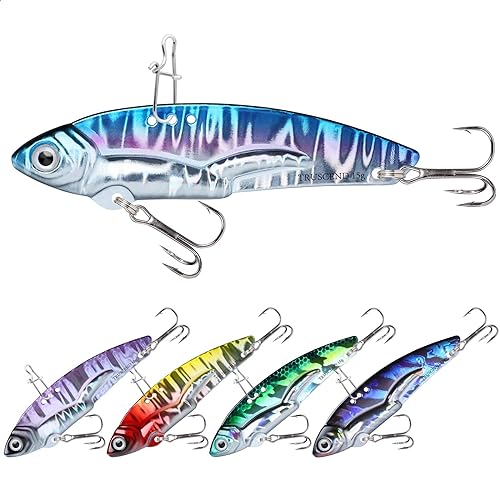 TRUSCEND Blade Baits Fishing Lures for Walleye Bass, Bass Jigs Lures with Colorful Body, Long Cast Metal Fishing Spoons Baits fo