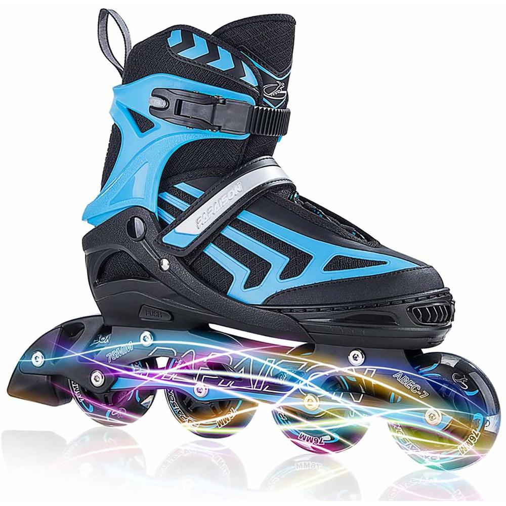 ITurnGlow Adjustable Inline Skates for Kids and Adults with Light up Wheels Beginner Skates Fun Illuminating Roller Skates for K