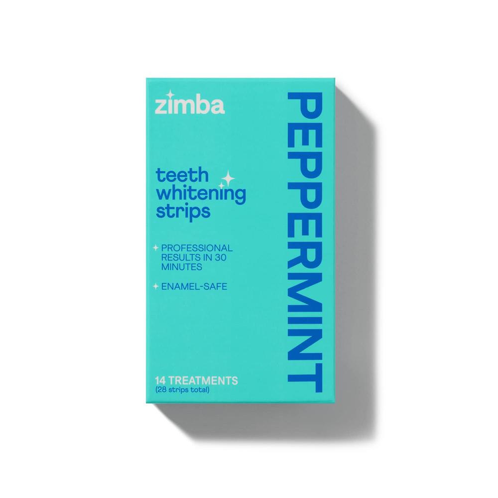 Zimba Peppermint Flavored Teeth Whitening Strips | Vegan, Enamel Safe Hydrogen Peroxide Teeth Whitener for Coffee, Wine, Tobacco