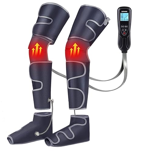 SLOTHMORE Leg Massager with Air Compression & Heat, 4-In-1 Foot Calf Thigh Knee Massager for Circulation & Pain Relief, 4 Modes 4 Intensit
