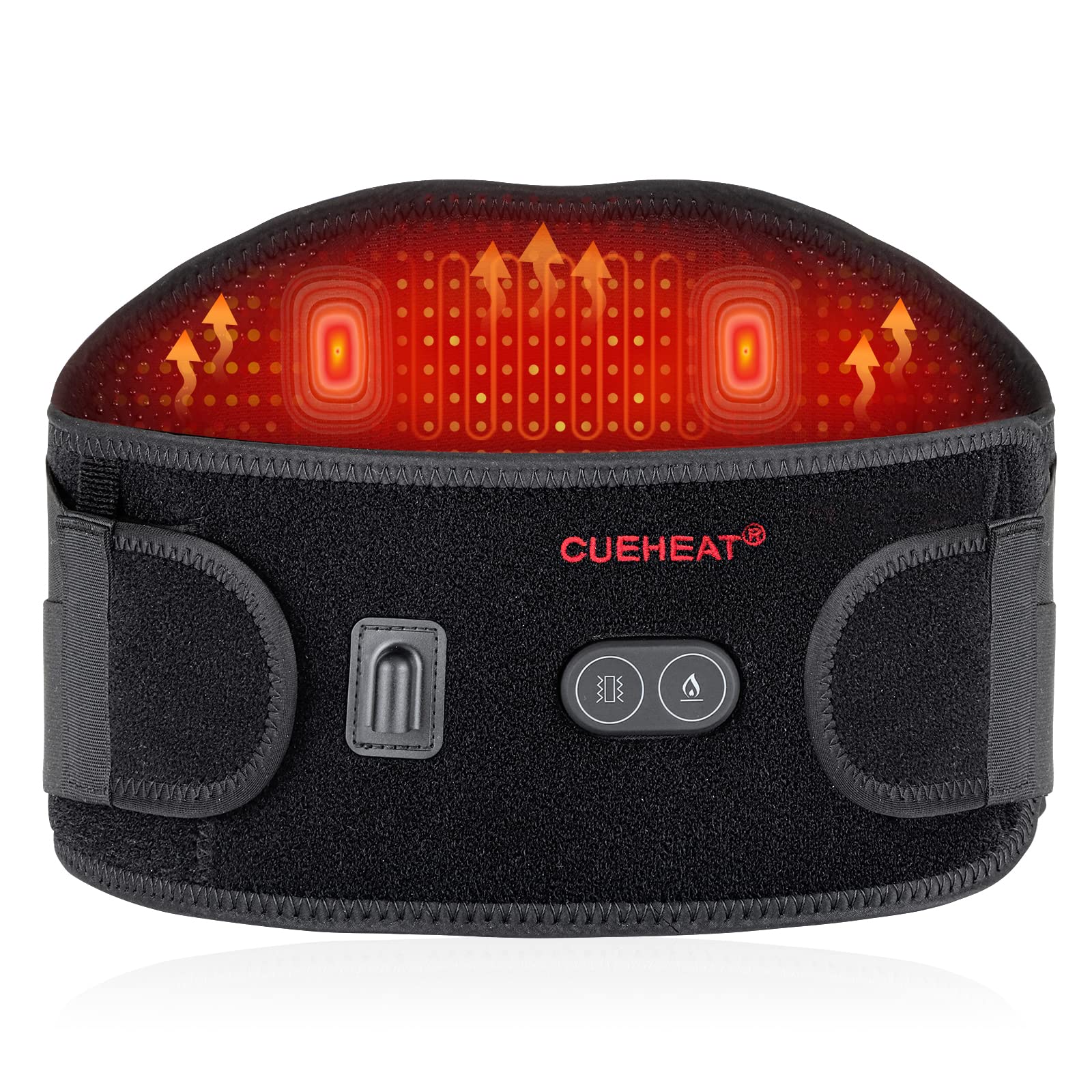 CUEHEAT Heating Pad Back Brace with Heat and Massage,Heated Back Massager with Rechargeable Battery, Back Heat Support Belt for 