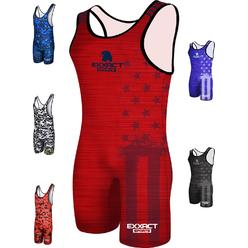 Exxact Sports Patriot Wrestling Singlet for MMA, Powerlifting Singlet Youth Wrestling Singlet Men for Training, Weightlifting (A