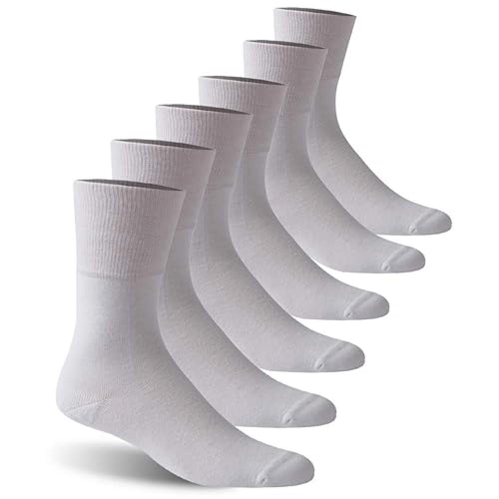 Facool Unisex Diabetic Cotton Crew Socks, Men Women Loose Top Moisture Wicking Diabetes Wellness Socks Fit for Better Circulatio