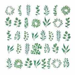 Doraking 45PCS Boxed DIY Decoration Green Leaves Adhesive Paper Stickers for Laptop Planners Scrapbook Diary Notebooks (Green)