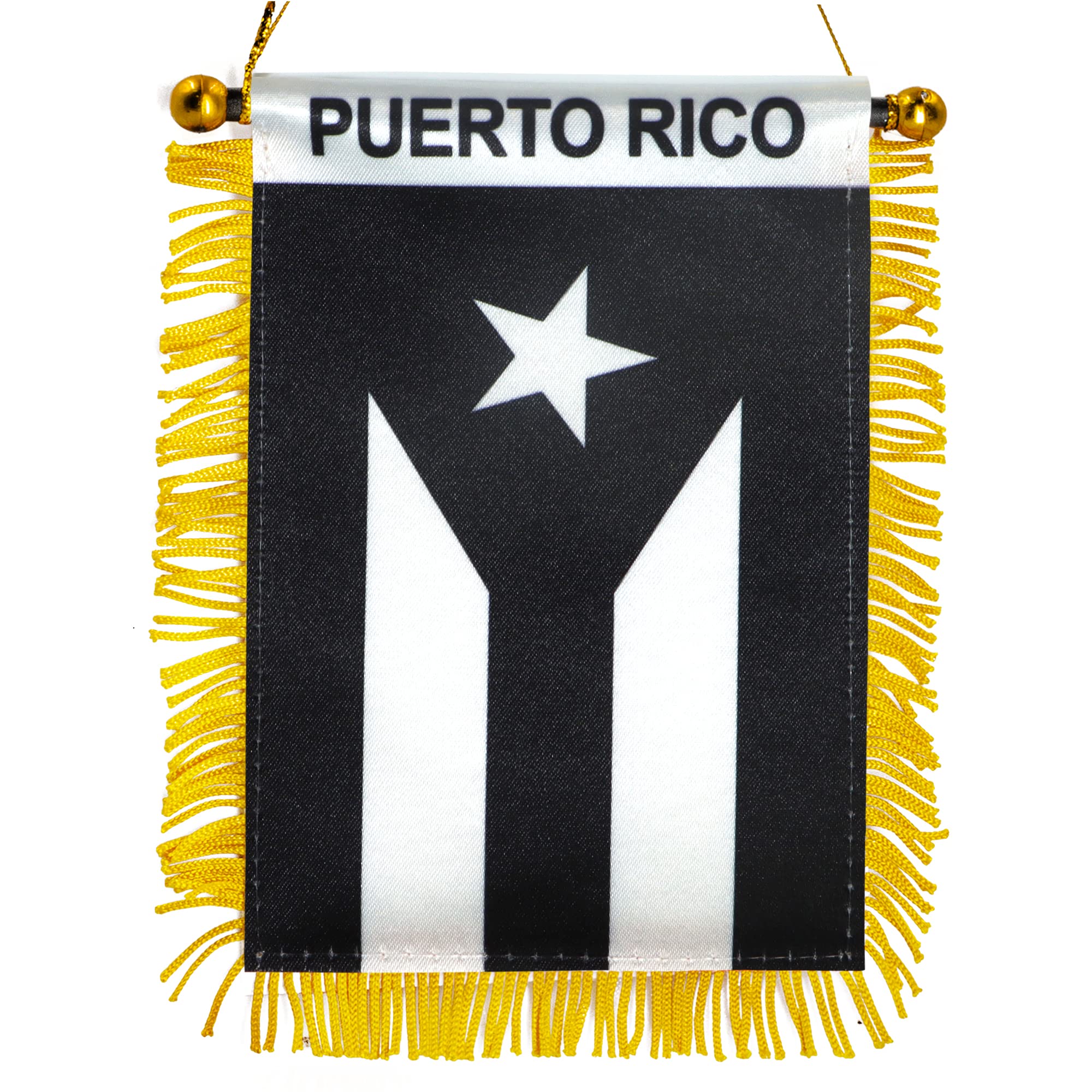 Anley 4 X 6 Inch Puerto Rico Fringy Window Hanging Flag - Mini Flag Banner & Car Rearview Mirror D?cor - Fringed Puerto Rican Ha