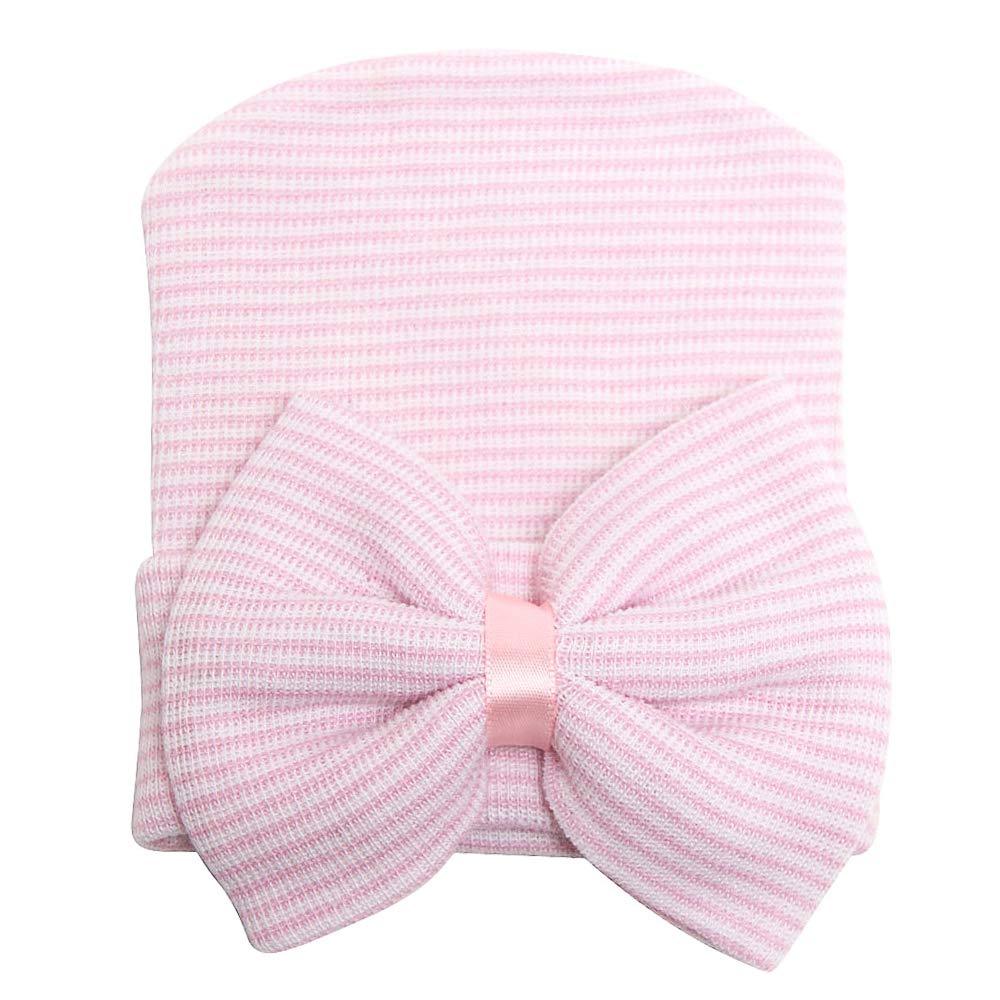 Zando Baby Girls Turbans Newborn Hospital Hat Baby Headwraps Big Bows Infant Nursery Caps D Pink One Size