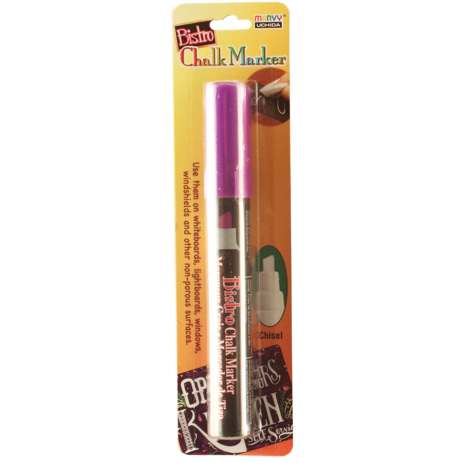 UcHIDA 483-c-F8 chisel Tip Bistro chalk Marker, Fluorescent Violet