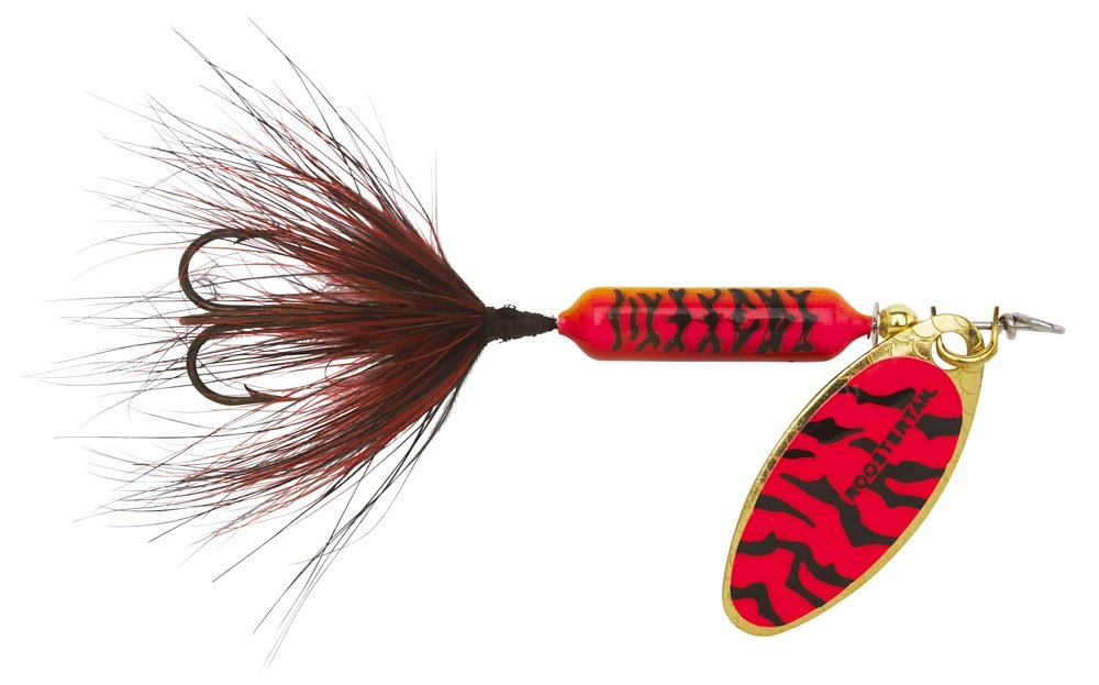 Yakima Bait Wordens 208-FRBT Rooster Tail in-Line Spinner, 2 14, 18 oz,  Fluorescent Red Black Tiger