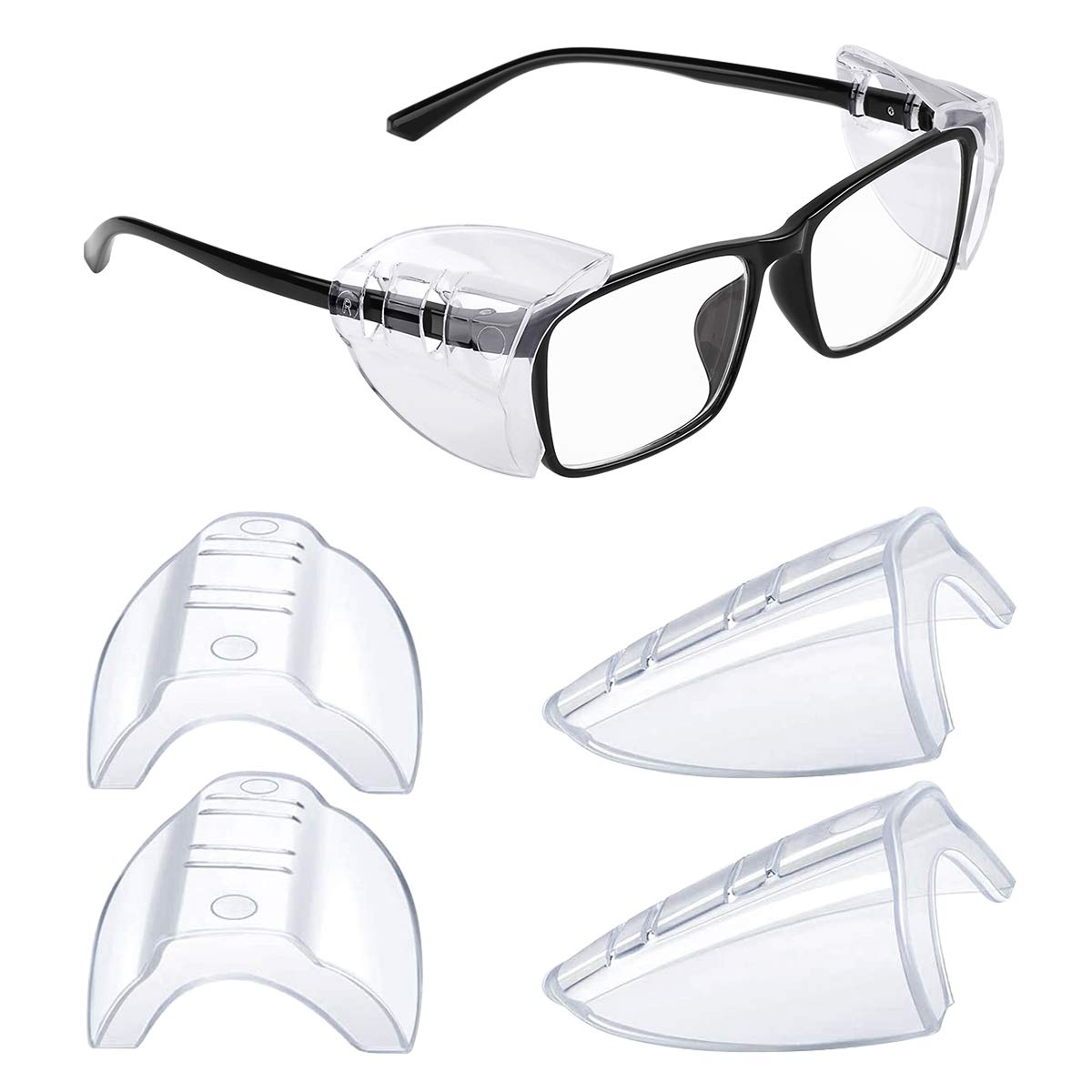 MELASA 2 Pairs Side Shields for Prescription glasses, Safety glasses Side Shields for Eye Protection, Slip on Side Shields for E