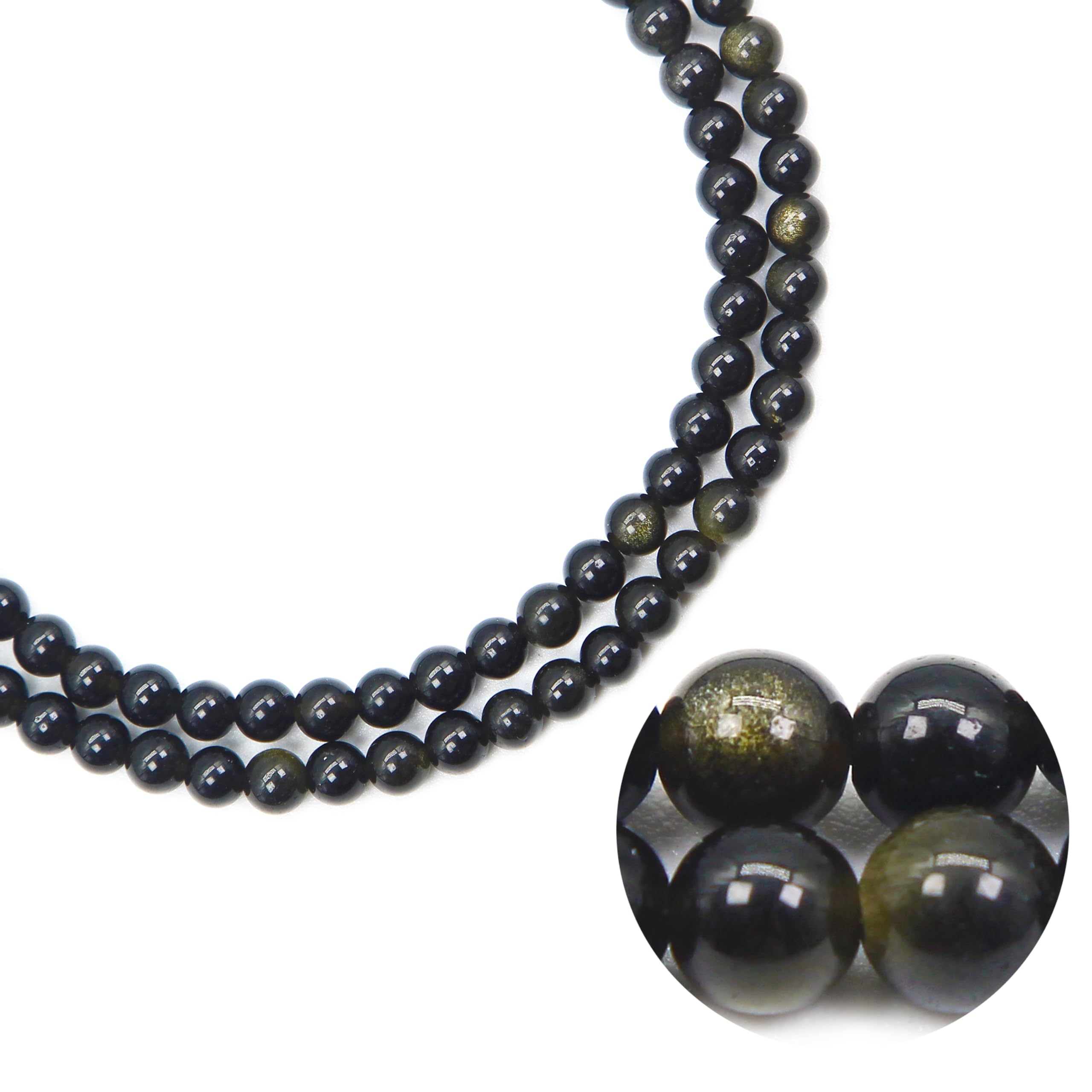 Qiwan Natural Gemstone Round Loose Beads, DIY Jewelry Making 1 Strand 15" (6mm, Natural Golden Flare Gemstone)