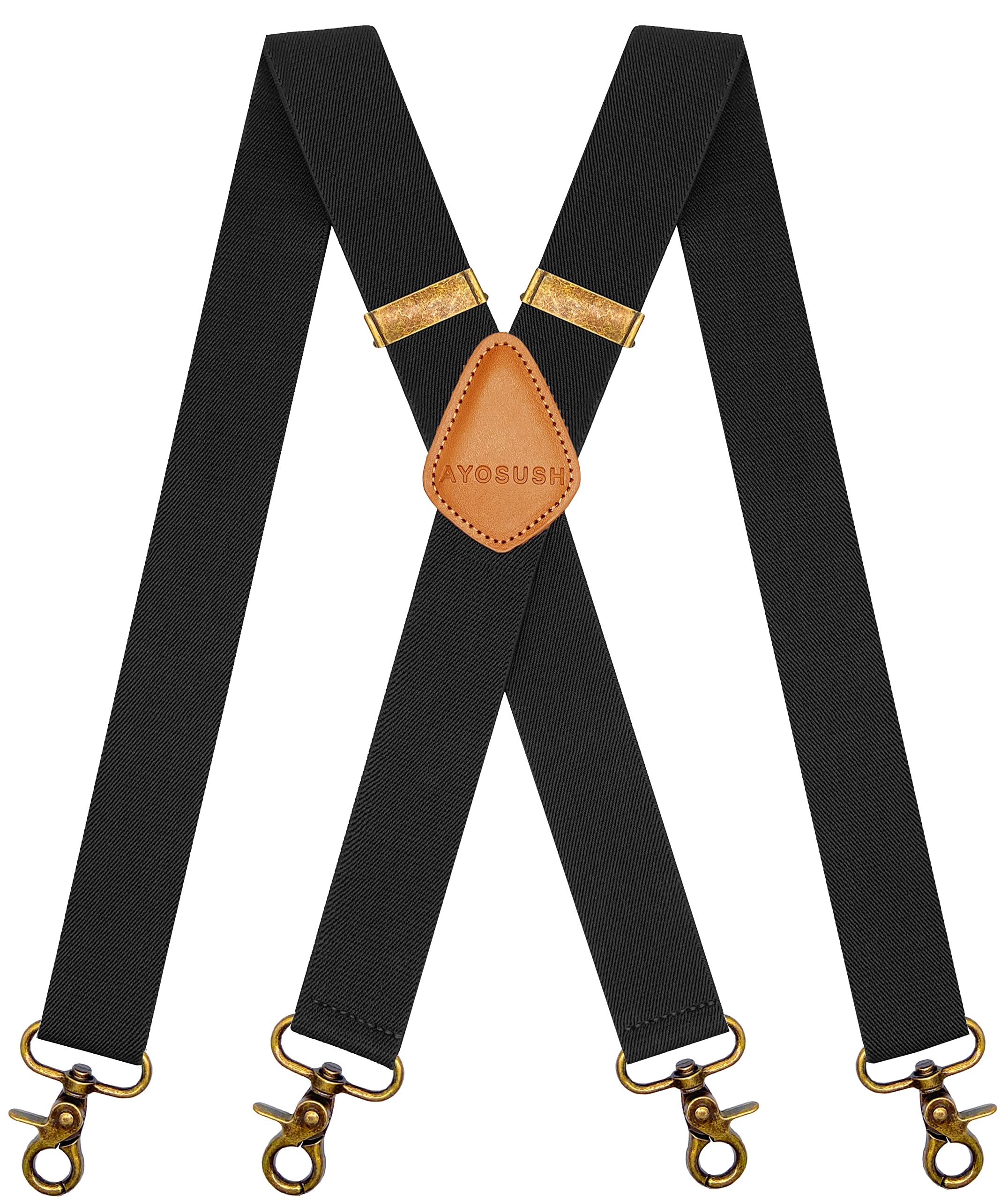 AYOSUSH Suspenders for Men Swivel Snap Hooks Black Elastic Formal Heavy Duty Braces Big And Tall