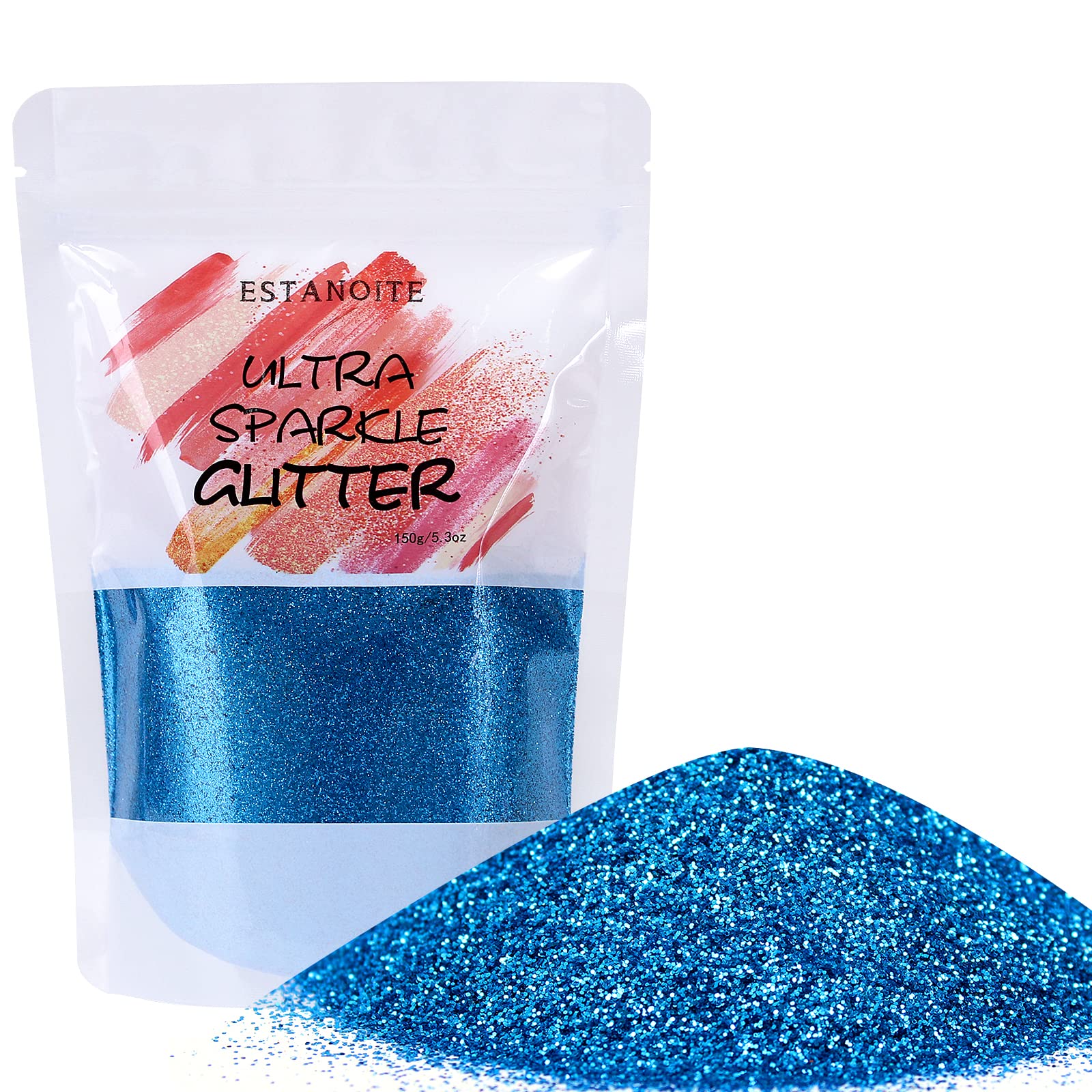Estanoite cosmetic grade glitter, 150g Holographic glitter for Nail Eye Face Body Hair, Multi Purpose Metallic Fine glitters for Body Make