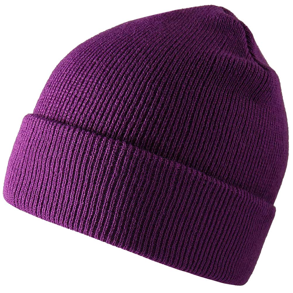 TYONMUJO Unisex Adult Knit Beanie for Men Women Warm Snug Hat Cap Purple
